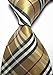EXT Collectino 100% Silk Necktie, New Classic Checked Camel Black White Tie JACQUARD WOVEN Men's Suits Ties