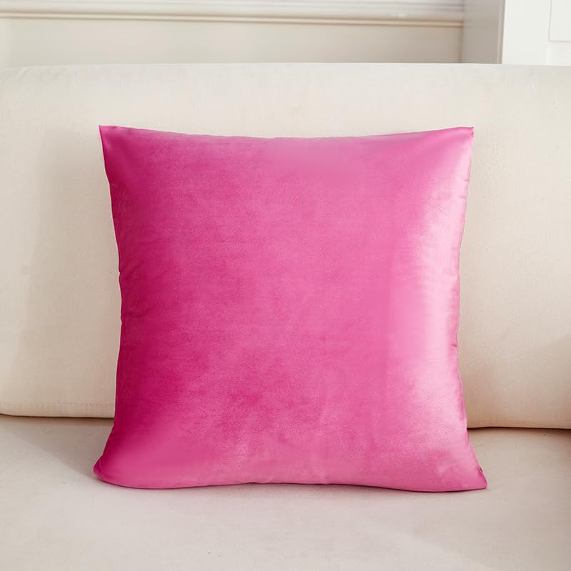 Taies d'oreiller velours pour canapé terne | Lot de 3 housses colorées 45x45cm rose rouge et vert