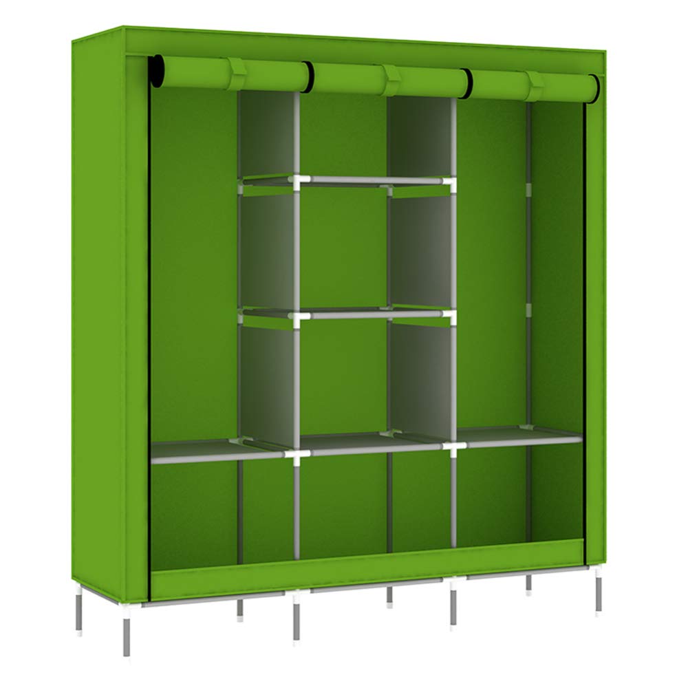Armoire portative en toile 175x130x45cm penderie de rangement vêtements avec étagères modulaires