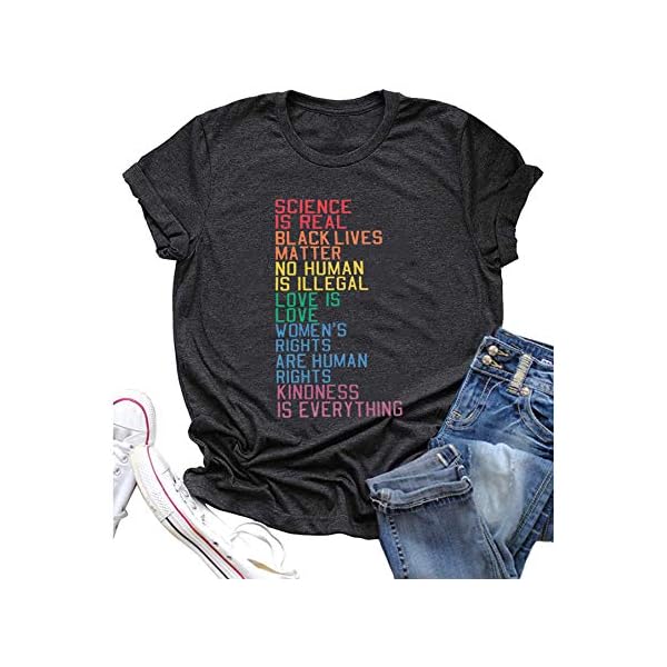 Science-is-Real-Equality-Shirt-Women-Black-Lives-Matter-LGBT-Pride-T-Shirt-Short-Sleeve-Letter-Print-Vintage-Tee-Top Science is Real Equality Shirt Women Black Lives Matter LGBT Pride T-Shirt Short Sleeve Letter Print Vintage Tee Top (M, Gray)