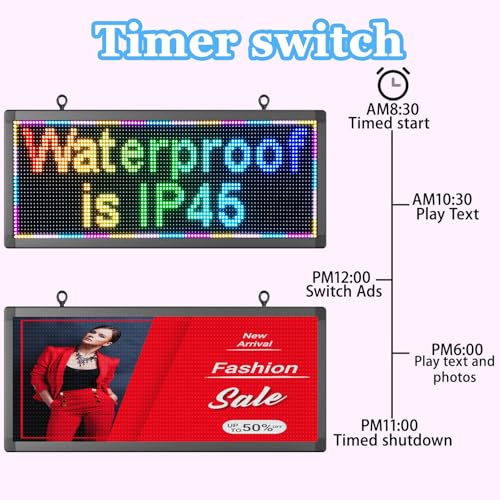 Image of P10 Outdoor Full Color Programmable Double Sides LED Signs 39 inchx 14 inch with WIFI,Programmable Scrolling LED Display,Texts and Image Display for led Advertising Sign Board (Double sides)