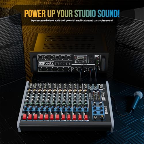 Image of Dabeatz SM120E Professional 12 Channel Audio Mixer, Stereo Echo DJ Sound Mixer for Parties, Stage Effects, Weddings, Karaoke & Studio Recording,Diwali Giving Your Occasion an Impressive Output, SM120E