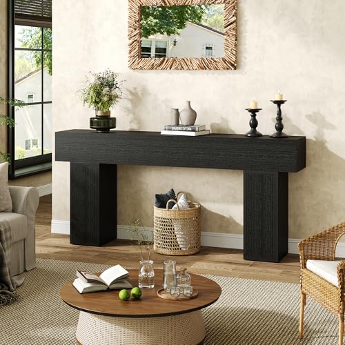 knoworld 70.9-Inch Long Console Table, Wooden Sofa Table Behind Couch Tables, Farmhouse Entryway Table Accent Table for Entrance, Hallway, Living Room, Foyer, Black