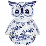 Garneck Owl Porcelain Candle Holders - Animal Figurines, Blue Ceramic Owl Candlesticks for Party Decor