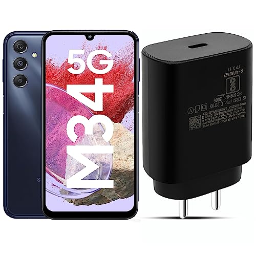 Image of Hoerrye Original M34 5G Charger Adapter Compatible With Samsung Galaxy F34 /F14 /M14 /A14 /M33 /A54 /A34 5G Cellular Phone Usb-C Super-Fast Travel Charging Adaptive Quick Speed Adaptor,25 Watt - Black,1Pc