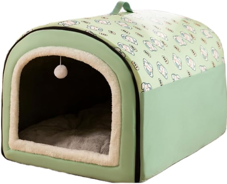 犬猫用 ペットベッド ドーム型 洗える 暖かい 室内用 冬用 猫ハウス ふわふわ 滑り止め クッション 取り外し可能 防寒 グレー