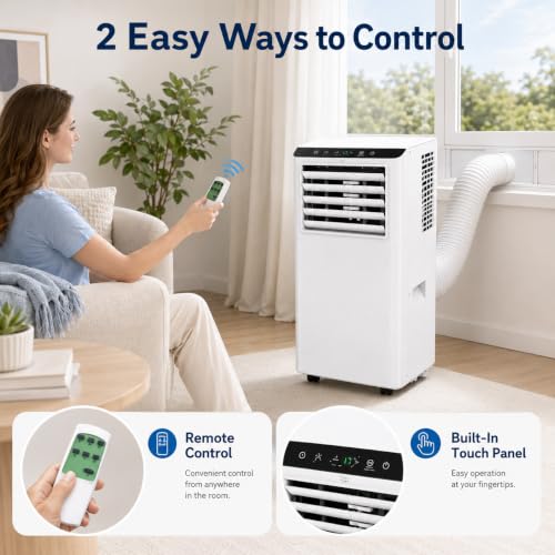 Image of 8,000 BTU Portable Air Conditioners, Portable AC Unit for Basement & Bedroom, Remote & Auto Evaporation, 4-in-1 Cooling Unit, Floor AC, Covers Rooms up to 350 Sq.Ft, Sleep Mode, Remote Control