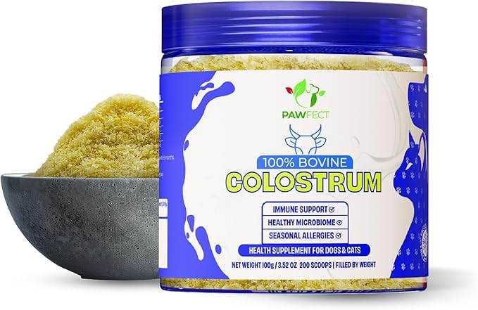 Pawfect Colostrum for Dogs – Bovine Colostrum Powder – Allergy Relief, Immune Support & Itchy Skin Treatment – Dog Multivitamins for Skin & Gut Health – Puppy Milk Replacement (100g/3.52oz)