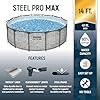 Bestway Steel Pro MAX 14' x 48" Above Ground Pool, Round Metal Frame Outdoor Swimming Pool Set with Filter Pump, Ladder, and Cover, Gray Stone Print