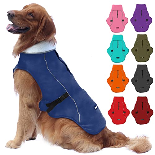 Emust Dog Cold Weather Coats, Fleece Lining Small/Medium/Large Dog Jacket For Winter, Warm Waterproof Dog Winter Clothes For Large Dogs, Blue Xl #TOP9