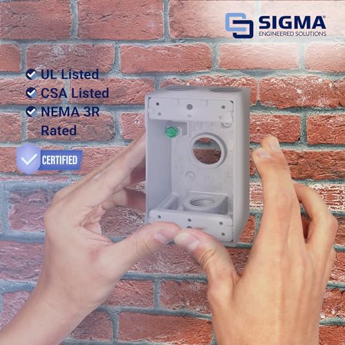 Image of Sigma Engineered Solutions 14251WH Weatherproof 1 /2 inch 4 Hole 1-Gang Box, WH