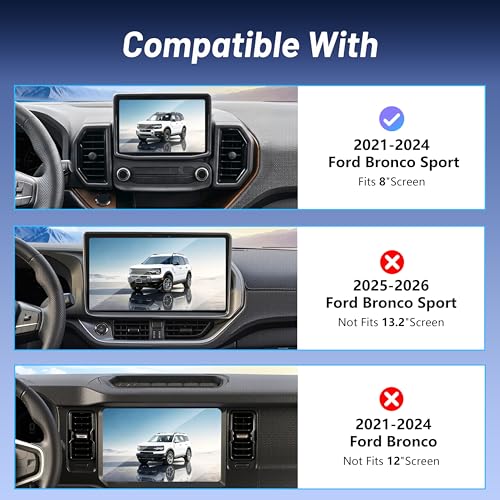 Image of Car Phone Mount for Ford Bronco Sport (2021-2024, 8 inch Screen ONLY), MagSafe Car Mount, 15W Wireless Charger, iPhone Magnetic Mount for Samsung & Android, 360 & Hands Free, Car Interior Accessories
