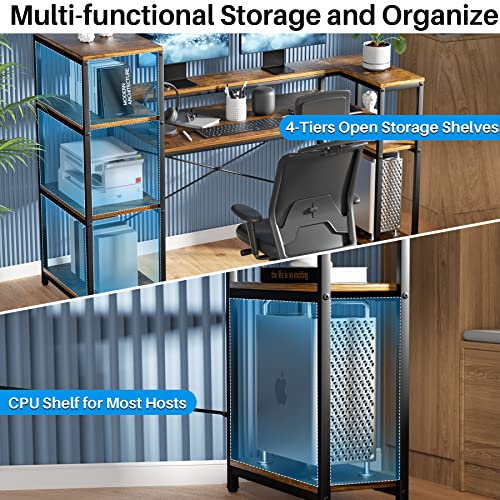 Hypigo Computer Desk With Storage Shelves, 63 Inch Home Office Desk With Monitor Stand And Cpu Shelf, Modern Writing Desk Table With Bookshelf (Rustic Brown) #TOP4