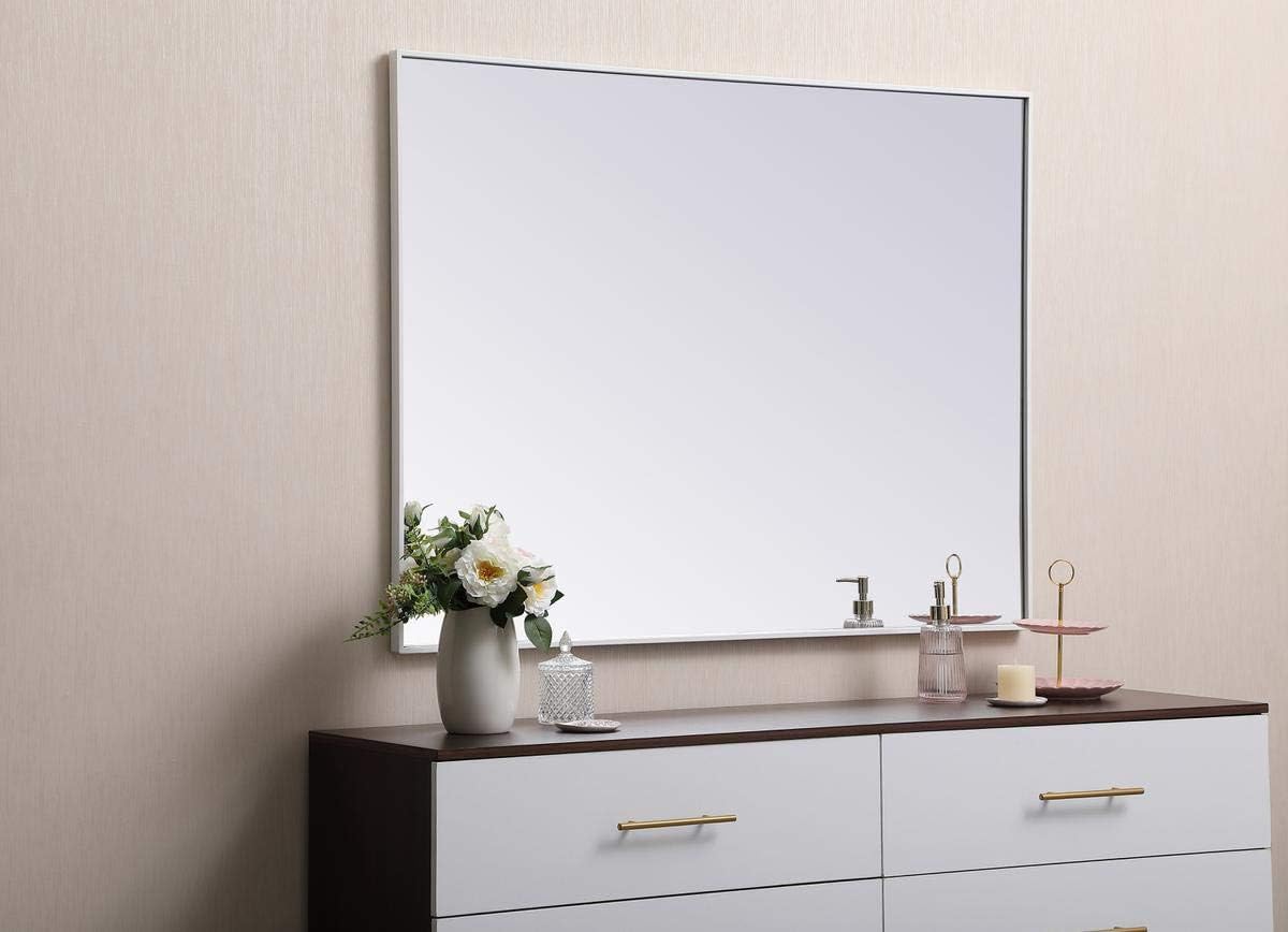 Elegant Decor Carell Furniture 48" x 36" Mid Century Metal Frame Mirror in White