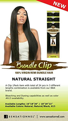 Bare & Natural 100% Virgin Remi Bundle Clip Hair - Natural Straight (16/18/20) (NATURAL BLACK) by Sensationnel