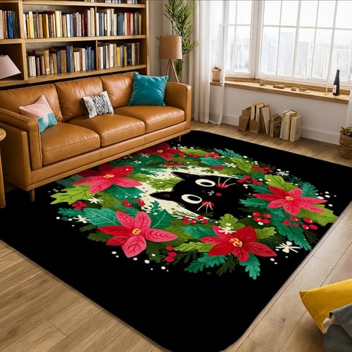 Tapis rectangulaire noir 1,5x2,1m en éponge douce - 2