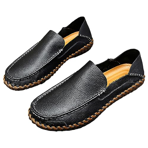 rismart Men Loafers Flats Driving Shoes Leather Casual Slip on Slipper2