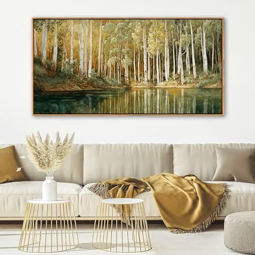 YCPRIMER Forest Canvas Wall Art - Birch Tree Lakeside Landscape