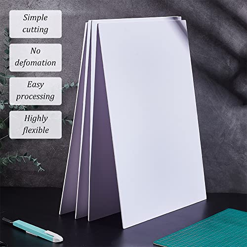 Image of BENECREAT 4 Pcs 2mm PVC Foam Sheet White Plastic Sheet 11.8x15.7 Inch Lightweight Rigid Foam Expanded PVC Sheet for Crafts, DIY Making, Screen Printing and Art Display