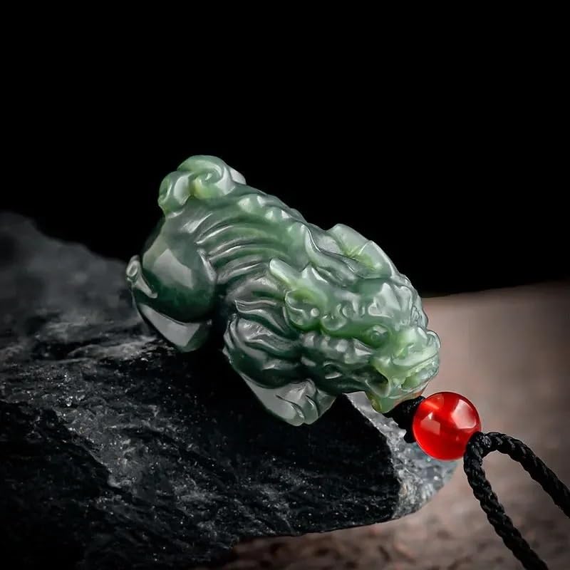 Collier pendentif Pixiu en jade de Hetian véritable sculpté
