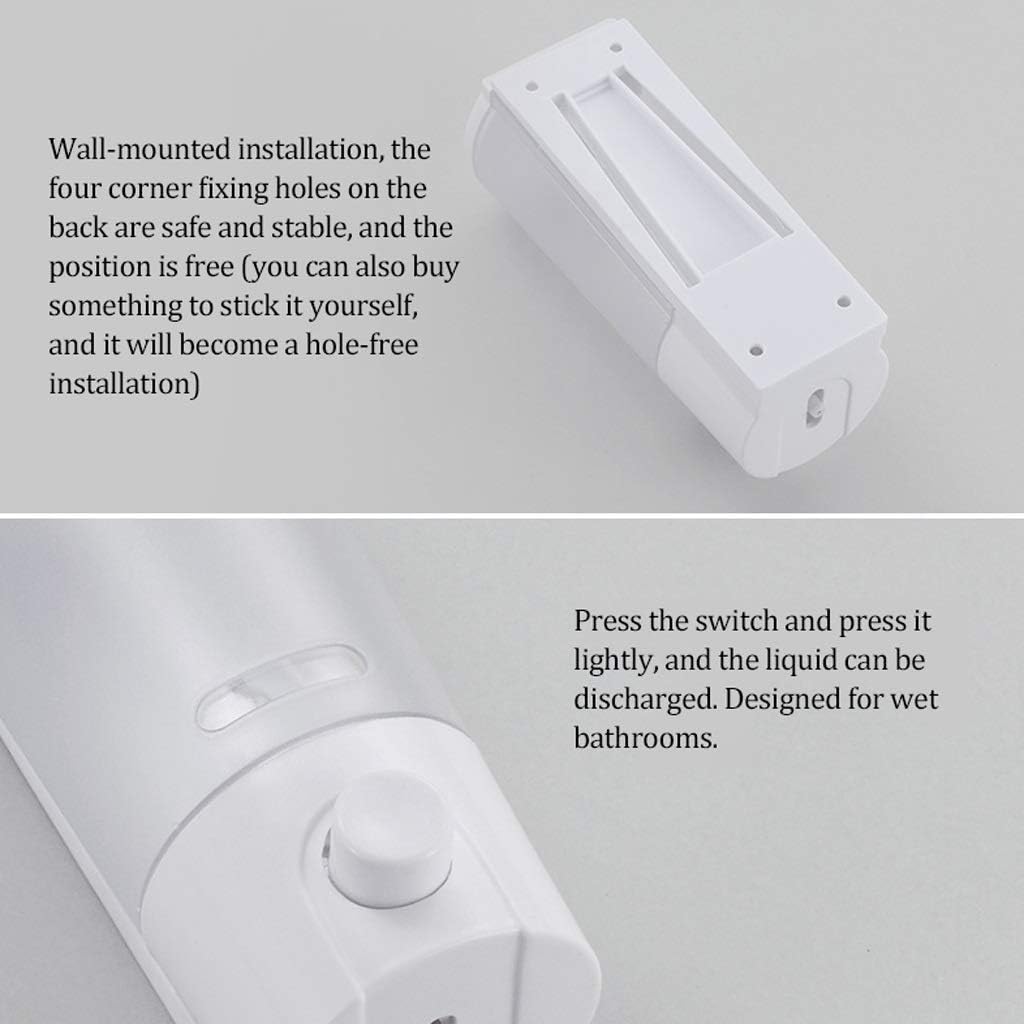 Dispenser Pump Soap Dispenser Wall Mount 400ml/13.5oz Refillable Commercial Soap Dispenser 1/2Chamber Shower Dispenser for Bathroom,Restaurant Lotion Dispenser