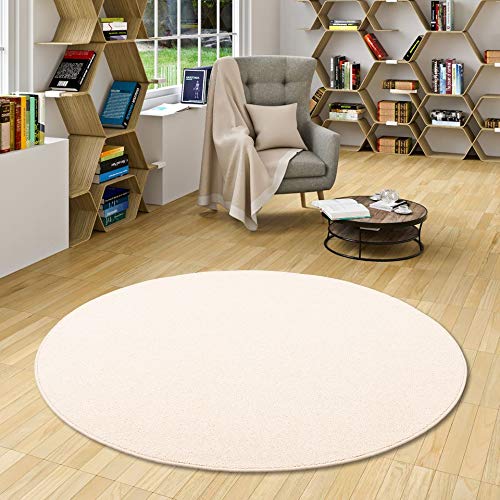 Berber Natur Teppich Wolle Weiss Rund in 7 Größen