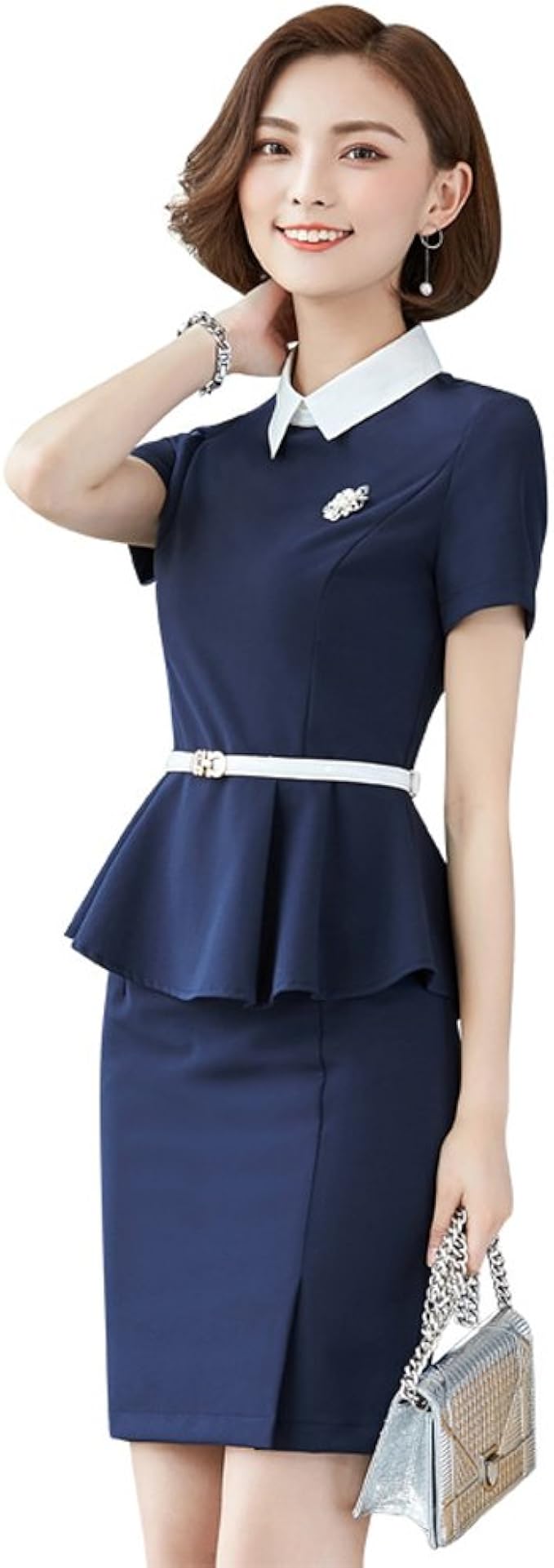 Amazon レディース フォーマルスーツ 2点セットアップ Ol 春夏秋 仕事 上着 スカート 事務服 女性 ビジネス オフィス 就活スーツ リクルートスーツ スカートスーツ 結婚式 謝恩会 入学式 卒業式 イブニングドレス 通販