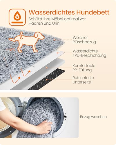 Feandrea FluffyHug Hundebett Plüsch, Hundedecke Sofa, Sofaschutz Hund, Hundekissen, Größe XXL, für große Hunde, 122 x 95 x 18 cm, Ombré-Grau PGW224G01