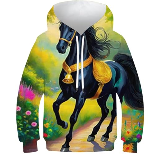 Sweat à capuche enfant avec motif cheval pour le collège
