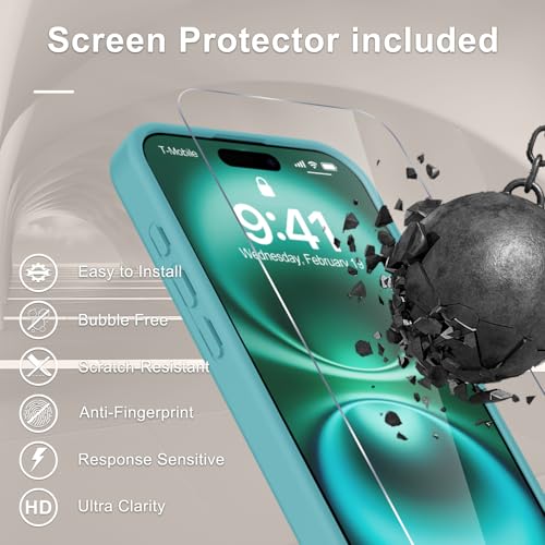 Image of YENAPOON for iPhone 17 Case, Matte Magnetic Phone Cover [with 1 Screen Protector] [Support for MagSafe] [Shockproof Military Grade Protection] Translucent Frosted Back, Light Blue