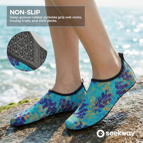 Image of SEEKWAY Water Shoes Women Men Adult Quick-Dry Aqua Socks Barefoot Non Slip for Beach Swim River Pool Lake surf Black SK002(U)