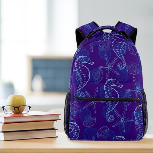 Sac à dos d'école imprimé coquillages et conque multicolore unique