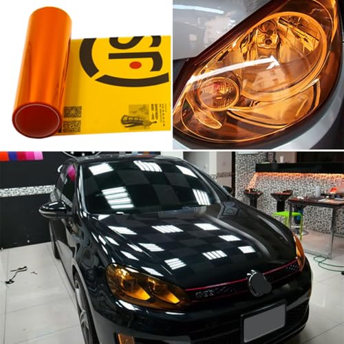 Image of DIYAH 12 X 48 Inches Self Adhesive Headlight, Tail Lights, Fog Lights Tint Vinyl Film (Orange)