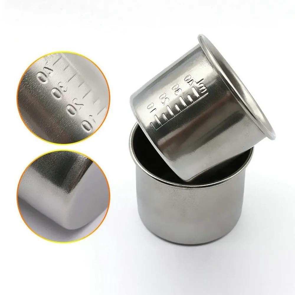 Dosierbecher aus Edelstahl – 40 ml, 60 ml, 120 ml – Jodophorbeständiger Laborbecher mit Skala, 1 Stück(60ml)
