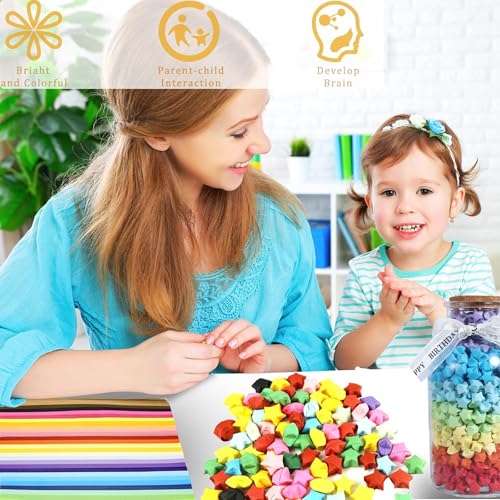 Image of FINEMOE 1035 Sheets Star Origami Paper Strips, 27 Assorted Colors, Double Sided Lucky Star Folding Paper for DIY Crafts, School Projects, Decoration, Teaching Supplies & Jar Gifts (Solid)