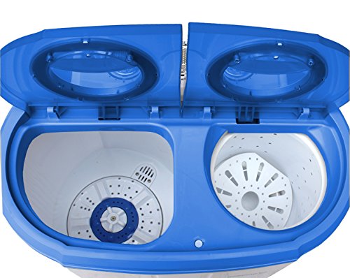 Steinborg Mini Waschmaschine mit Schleuder | 2 Kammern | Waschautomat bis 3 KG | Schleuderkammer bis 1 Kg | Reisewaschmaschine | Miniwaschmaschine | Camping Mobile Toploader, Grau/ Weiß – Bild 3