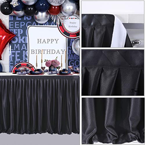 6Ft Black Tutu Table Skirt For Rectangle Tables,Polyester Pleated Ruffle Table Skirt Cloth For Birthday Party, Wedding,Baby Shower, Banquet,Dessert Table #TOP6