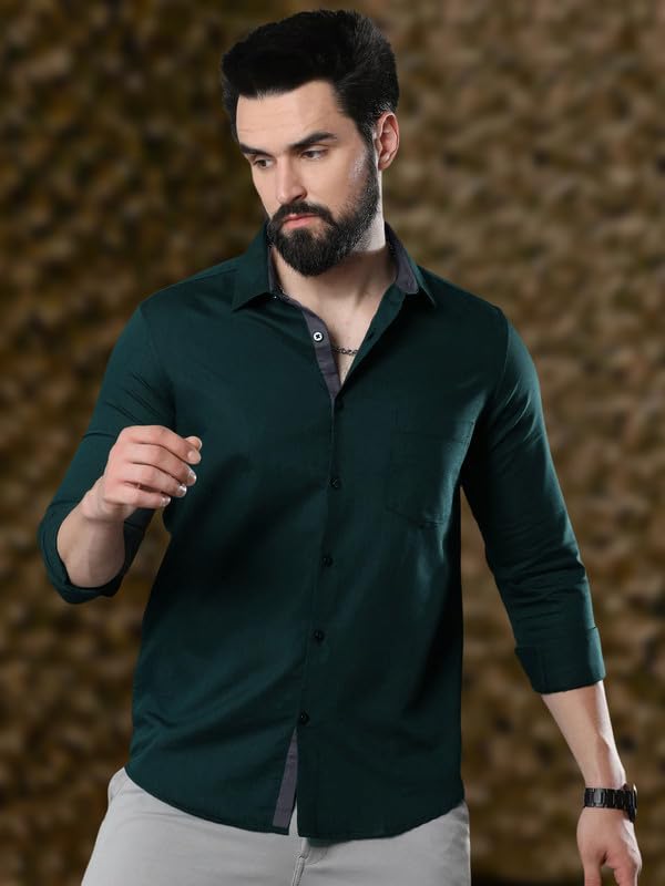 Image of Pinkmint Men's Solid Shirt | Soft Cotton Blend | Casual Shirt | Plain | Full Sleeve - Regular Fit (Combo Pack of 3 | Available in Plus Size)