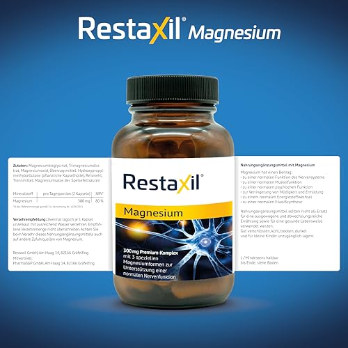 Restaxil® Magnesium [60 Stück] – Premium-Magnesium-Komplex mit Magnesiumbisglycinat, Citrat & Oxid – vegan, gluten- & laktosefrei, in Deutschland hergestellt