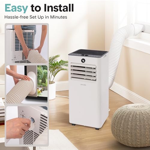Image of SereneLife Portable Air Conditioner 8000 BTU | 3-in-1 Cooling, Fan and Dehumidifier | 24-H Timer with up to 350 sq ft Coverage | AC Unit for Bedroom, Home & Office | Includes Window Kit & Remote