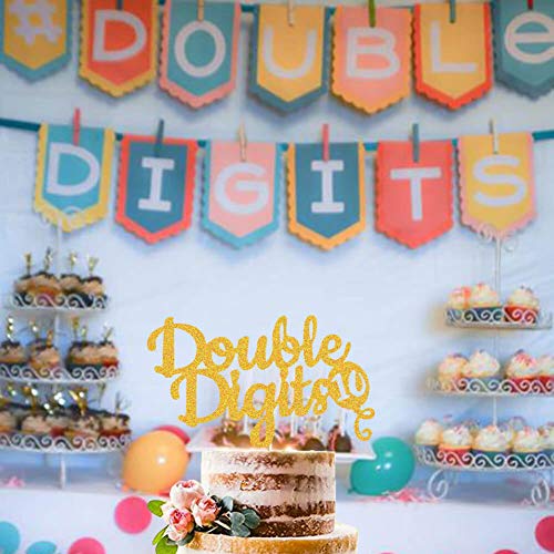 Double Digits Cake Topper, 10Th Birthday Cake Topper, Double Digits Tenth Birthday Party Cake Supplies Decorations #TOP6