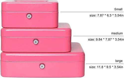 Vista 38 de Caja de dinero pequeña con bandeja de dinero y cerradura, caja de dinero de metal para efectivo, caja de seguridad 7.87 x 6.3 x 3.54 pulgadas