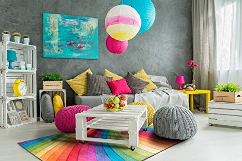 SrS Rugs® Candy Rainbow Rug - for Living Room, Lounge, Hallway, Kids Room, Playroom, Nursery - Boys & Girls - Hippy - Pride - Brighten Your Home (Rainbow, 120cm x 170cm) - Image 3