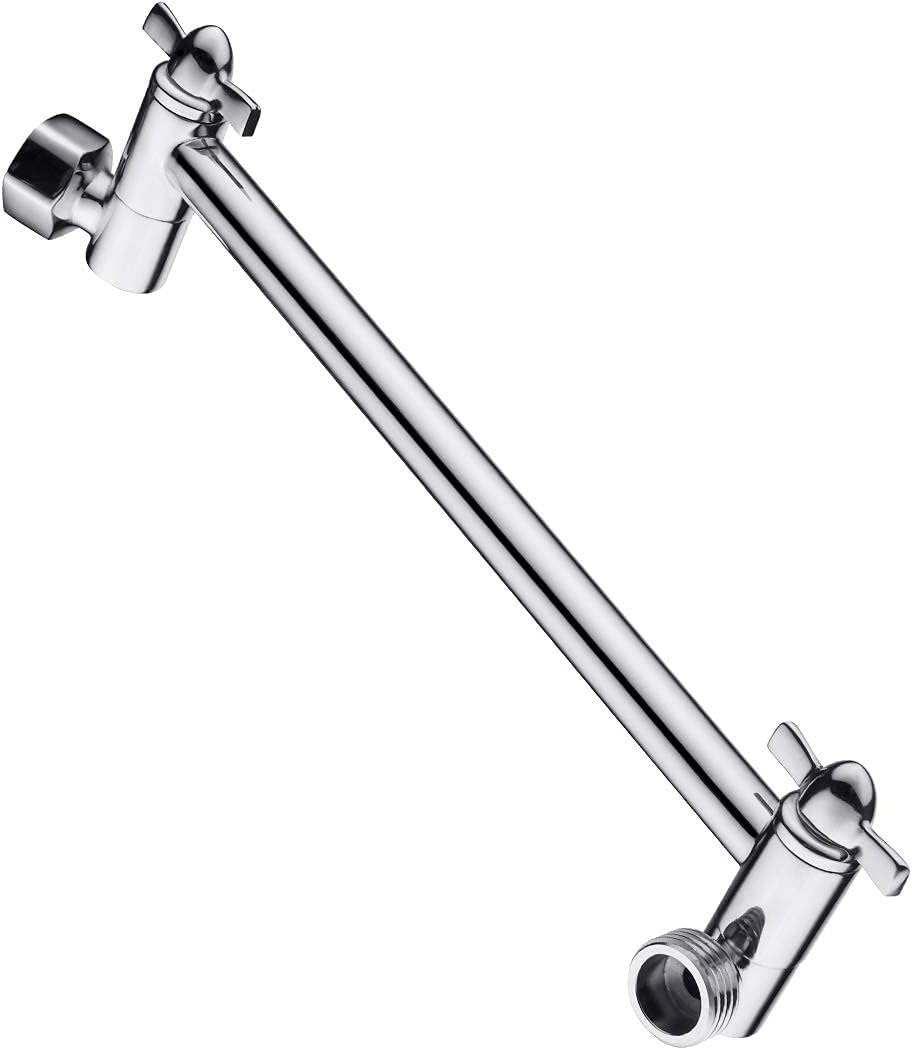 BRIGHT SHOWERS Brass Shower Extension Arm 10 Inch Adjustable Height and Matching 79 Inches Cord Extra Long Stainless Steel Hand Shower Hose