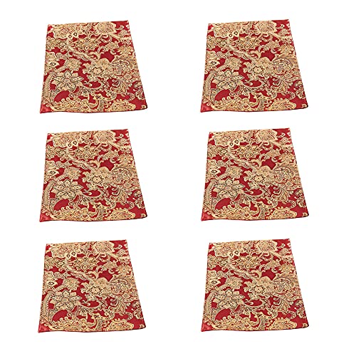 Luxury Retro Placemats For Dinner Table Set Of 6,Machine Washable Fabric Placemats Non-Slip Heat Resistant Indoor Dining Table Mats Placemats (Red, Set Of 6) #TOP1