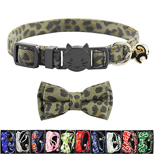 Image of Bowtie Cat Collars Breakaway with Bell, Adjustable Cute Kitty Collars Safety Buckle Kitten Collar for Cat Puppy 7.5-11in (17)