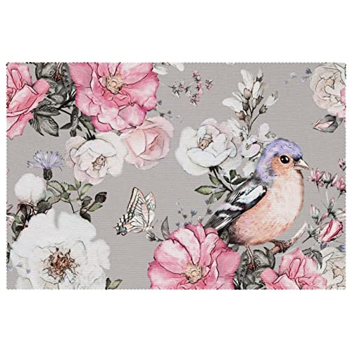 Sets de table antidérapants et thermorésistants oiseaux roses pour table - 2