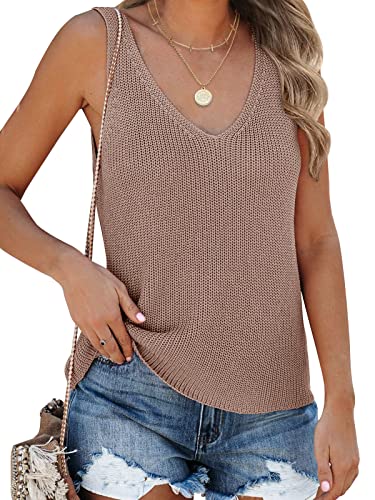 Tutorutor Womens Summer Sleeveless V Neck Sweater...