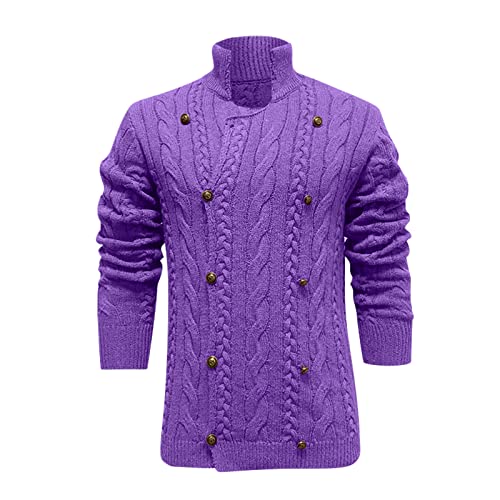 Men's Jacket, Jackets For Men Mens Jackets Golf Vest Xxl Autumn And Winter Fashion Loose Cardigan Warm Lapel Hooded Jacket Sweater Shirt Leather Medium New Satin Bomber Coats (L, Purple) #TOP1