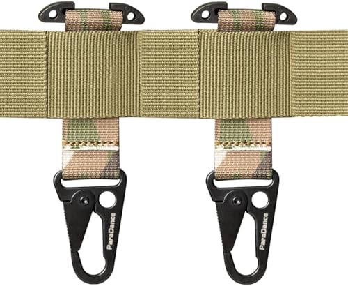 ParaDance Acessórios táticos MOLLE Clip T-Mount Clash Hook, clipes de luva Suporte de chave MOLLE com mosquetão suspenso, para mochila de cinto de batalha de cinto de transporte de placa (Multi Camo X